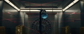 Movie still from “Timmy Failure: Mistakes Were Made” (2020), directed by Tom McCarthy – A light pole with a helmet on it; Wide shot, Overhead angle