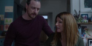 Movie still from “Together” (2021), directed by Justin Martin – A man and a woman looking at one another; Close Up shot, Over the shoulder angle