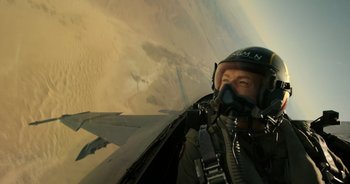Movie still from “Top Gun: Maverick” (2022), directed by Joseph Kosinski – Medium shot, Low angle