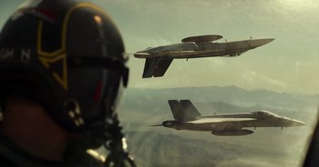 Movie still from “Top Gun: Maverick” (2022), directed by Joseph Kosinski – Extreme Wide shot, Low angle