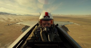 Movie still from “Top Gun: Maverick” (2022), directed by Joseph Kosinski – Medium shot, Overhead angle