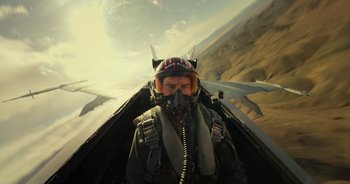 Movie still from “Top Gun: Maverick” (2022), directed by Joseph Kosinski – Medium shot, Low angle