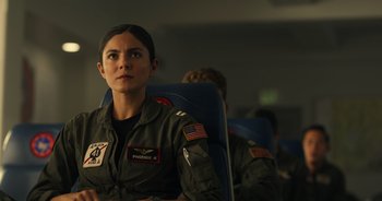 Movie still from “Top Gun: Maverick” (2022), directed by Joseph Kosinski – Close Up shot, Over the shoulder angle