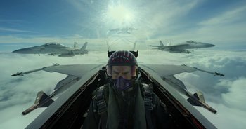 Movie still from “Top Gun: Maverick” (2022), directed by Joseph Kosinski – Medium shot, Low angle