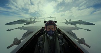 Movie still from “Top Gun: Maverick” (2022), directed by Joseph Kosinski – Medium shot, Low angle