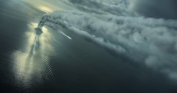 Movie still from “Top Gun: Maverick” (2022), directed by Joseph Kosinski – Extreme Wide shot, Overhead angle