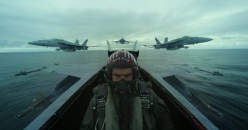 Movie still from “Top Gun: Maverick” (2022), directed by Joseph Kosinski – Medium shot, Low angle