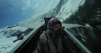 Movie still from “Top Gun: Maverick” (2022), directed by Joseph Kosinski – Wide shot, High angle