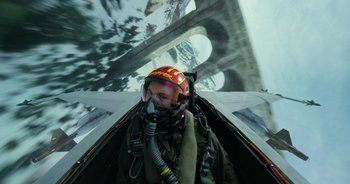 Movie still from “Top Gun: Maverick” (2022), directed by Joseph Kosinski – Wide shot, High angle