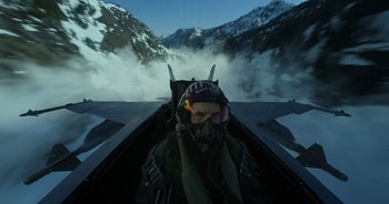 Movie still from “Top Gun: Maverick” (2022), directed by Joseph Kosinski – Wide shot, Low angle