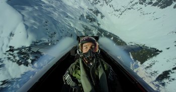 Movie still from “Top Gun: Maverick” (2022), directed by Joseph Kosinski – Medium shot, Low angle