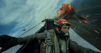 Movie still from “Top Gun: Maverick” (2022), directed by Joseph Kosinski – Wide shot, Low angle
