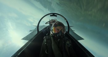 Movie still from “Top Gun: Maverick” (2022), directed by Joseph Kosinski – Medium shot, Overhead angle