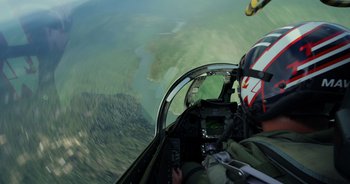 Movie still from “Top Gun: Maverick” (2022), directed by Joseph Kosinski – Wide shot, Low angle