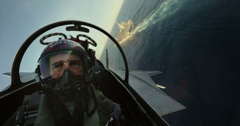 Movie still from “Top Gun: Maverick” (2022), directed by Joseph Kosinski – Medium shot, Low angle