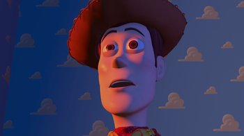 Movie still from “Toy Story” (1995), directed by John Lasseter – A character from toy story; Close Up shot, Low angle