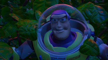 Movie still from “Toy Story” (1995), directed by John Lasseter – The head of buzz lightyear; Close Up shot, Low angle