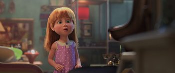 Movie still from “Toy Story 4” (2019), directed by Josh Cooley – A little girl standing in front of a table; Medium shot, Over the shoulder angle