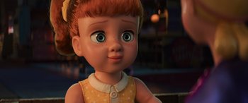 Movie still from “Toy Story 4” (2019), directed by Josh Cooley – A toy story character's face; Close Up shot, High angle