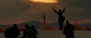 Movie still from “Transformers” (2007), directed by Michael Bay – Wide shot, Low angle