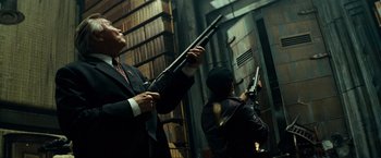 Movie still from “Transformers” (2007), directed by Michael Bay – Medium shot, Low angle