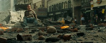 Movie still from “Transformers” (2007), directed by Michael Bay – Wide shot, Low angle