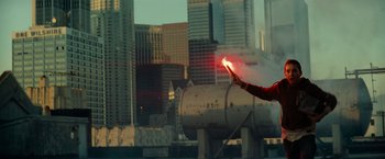 Movie still from “Transformers” (2007), directed by Michael Bay – Wide shot, Low angle