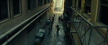 Movie still from “Transformers” (2007), directed by Michael Bay – Extreme Wide shot, High angle