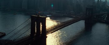 Movie still from “Transformers: Revenge of the Fallen” (2009), directed by Michael Bay – A view of a bridge and a river from above; Extreme Wide shot, High angle