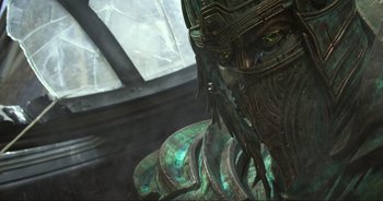 Movie still from “Transformers: The Last Knight” (2017), directed by Michael Bay – The face of an alien creature; Close Up shot, Low angle