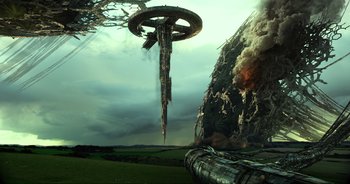 Movie still from “Transformers: The Last Knight” (2017), directed by Michael Bay – An image of an image of an image of an image of an image of an image of an image of an image of an image of an image; Extreme Wide shot, Low angle