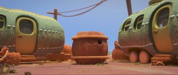 Movie still from “Trolls World Tour” (2020), directed by Walt Dohrn – An image of an animated scene of a pot; Extreme Wide shot, High angle