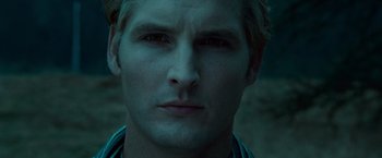 Movie still from “Twilight” (2008), directed by Catherine Hardwicke – A man's face in the dark; Close Up shot, Low angle