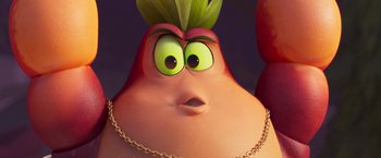 Movie still from “Under the Boardwalk” (2023), directed by David Soren – A character's eyes and mouth; Extreme Close Up shot, High angle