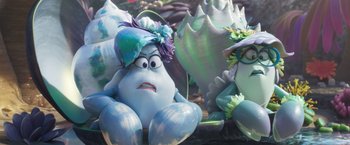 Movie still from “Under the Boardwalk” (2023), directed by David Soren – A stuffed animal with a sad face; Medium shot, Over the shoulder angle