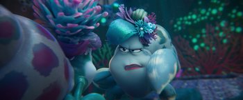 Movie still from “Under the Boardwalk” (2023), directed by David Soren – An image of an animated character in the movie finding nemo; Close Up shot, Over the shoulder angle