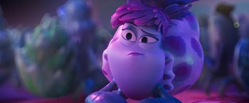 Movie still from “Under the Boardwalk” (2023), directed by David Soren – A character from inside out; Close Up shot, Over the shoulder angle