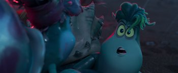 Movie still from “Under the Boardwalk” (2023), directed by David Soren – A character's face in a scene; Close Up shot, High angle