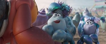 Movie still from “Under the Boardwalk” (2023), directed by David Soren – A character from the movie inside out; Wide shot, Over the shoulder angle
