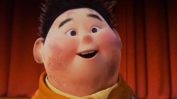 Movie still from “Up” (2009), directed by Bob Peterson – The face of a cartoon character; Close Up shot, Low angle