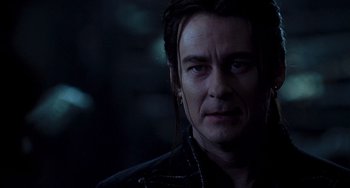 Movie still from “Van Helsing” (2004), directed by Stephen Sommers – A person with long hair; Close Up shot, Over the shoulder angle