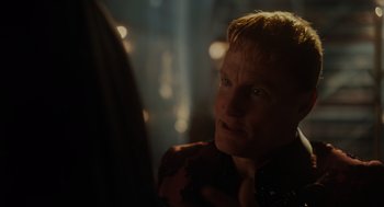 Movie still from “Venom: Let There Be Carnage” (2021), directed by Andy Serkis – A person looking at a camera; Close Up shot, Over the shoulder angle