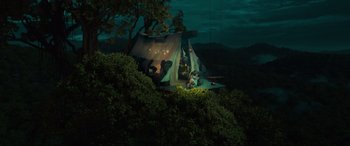 Movie still from “Vikrant Rona” (2022), directed by Anup Bhandari – A tent in the middle of the night; Extreme Wide shot, High angle