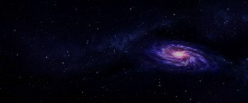 Movie still from “WALL·E” (2008), directed by Andrew Stanton – A picture of a galaxy in the night sky; Extreme Wide shot, Overhead angle