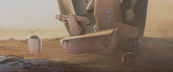 Movie still from “WALL·E” (2008), directed by Andrew Stanton – An image of an image that is being displayed; Extreme Wide shot, Low angle