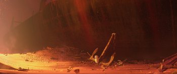 Movie still from “WALL·E” (2008), directed by Andrew Stanton – An image of an anchor in the middle of the ocean; Extreme Wide shot, Low angle