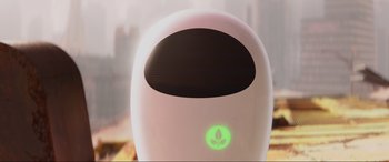 Movie still from “WALL·E” (2008), directed by Andrew Stanton – The front of an electronic device; Extreme Close Up shot, Low angle