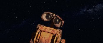 Movie still from “WALL·E” (2008), directed by Andrew Stanton – An image of a robot looking up at the sky; Extreme Close Up shot, Low angle