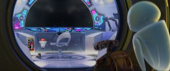 Movie still from “WALL·E” (2008), directed by Andrew Stanton – An image of a room in a space station; Wide shot, High angle