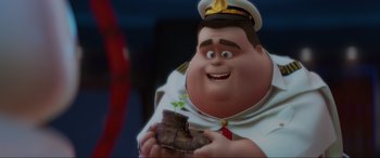 Movie still from “WALL·E” (2008), directed by Andrew Stanton – A cartoon character is holding a boot and smiling; Close Up shot, High angle